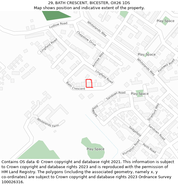 29, BATH CRESCENT, BICESTER, OX26 1DS: Location map and indicative extent of plot