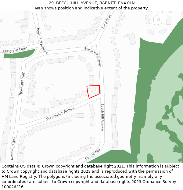 29, BEECH HILL AVENUE, BARNET, EN4 0LN: Location map and indicative extent of plot