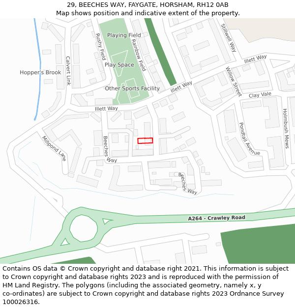 29, BEECHES WAY, FAYGATE, HORSHAM, RH12 0AB: Location map and indicative extent of plot