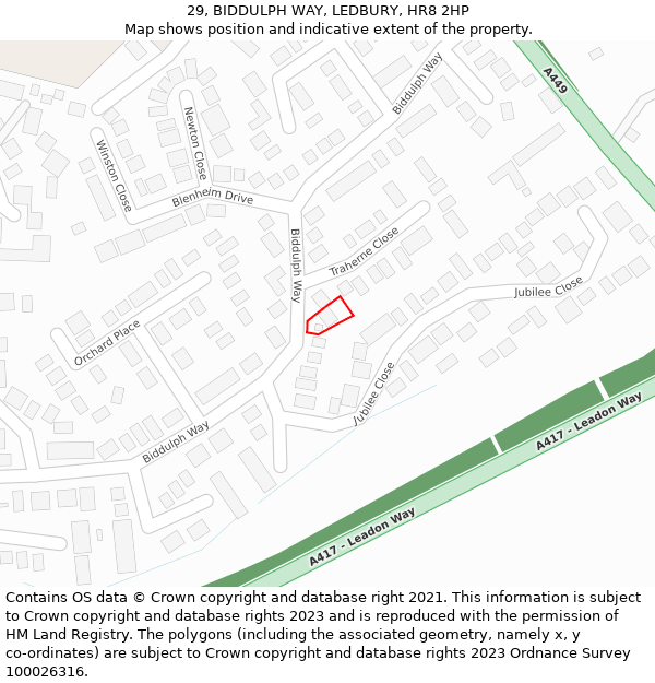 29, BIDDULPH WAY, LEDBURY, HR8 2HP: Location map and indicative extent of plot