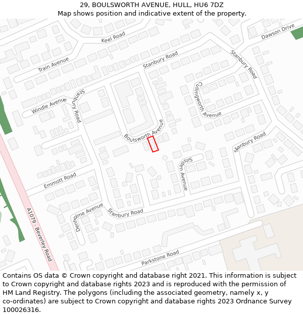 29, BOULSWORTH AVENUE, HULL, HU6 7DZ: Location map and indicative extent of plot