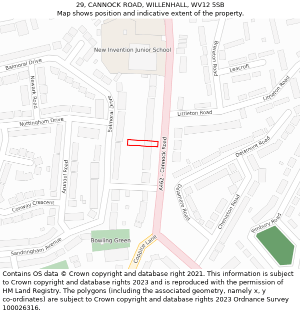 29, CANNOCK ROAD, WILLENHALL, WV12 5SB: Location map and indicative extent of plot