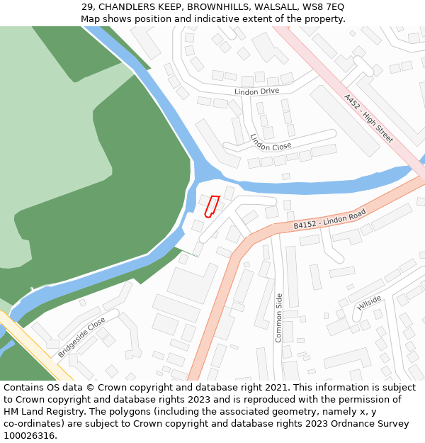 29, CHANDLERS KEEP, BROWNHILLS, WALSALL, WS8 7EQ: Location map and indicative extent of plot