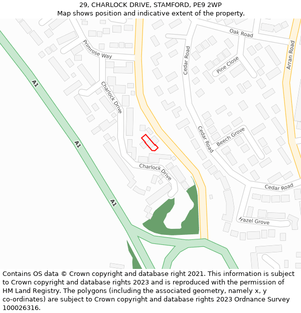 29, CHARLOCK DRIVE, STAMFORD, PE9 2WP: Location map and indicative extent of plot