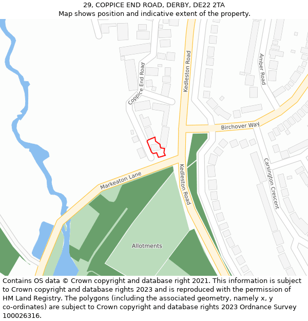 29, COPPICE END ROAD, DERBY, DE22 2TA: Location map and indicative extent of plot