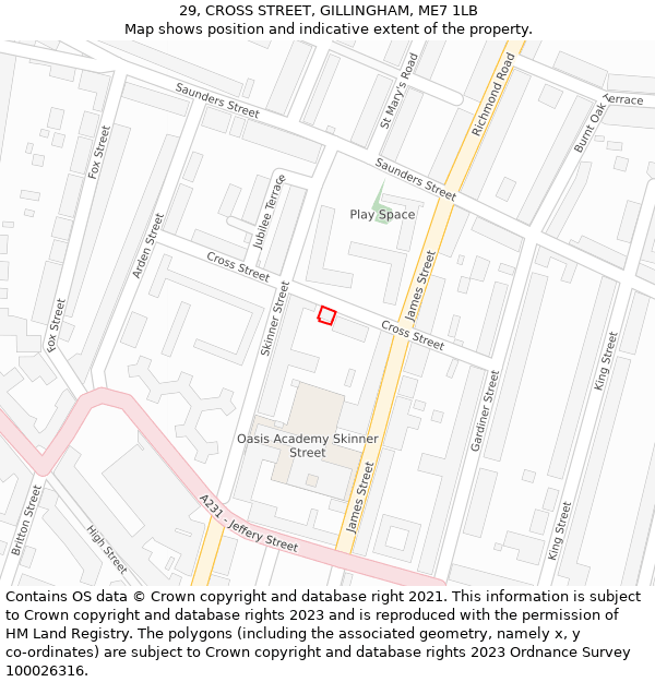 29, CROSS STREET, GILLINGHAM, ME7 1LB: Location map and indicative extent of plot