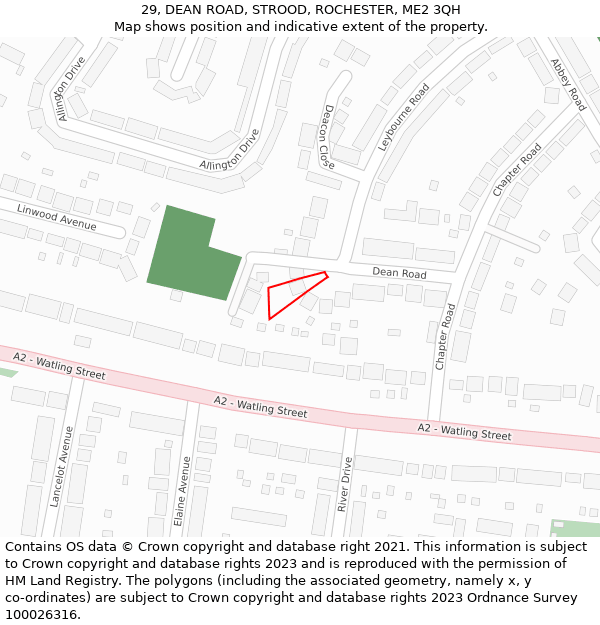 29, DEAN ROAD, STROOD, ROCHESTER, ME2 3QH: Location map and indicative extent of plot