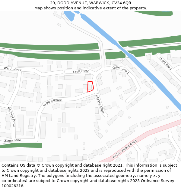 29, DODD AVENUE, WARWICK, CV34 6QR: Location map and indicative extent of plot