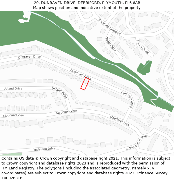 29, DUNRAVEN DRIVE, DERRIFORD, PLYMOUTH, PL6 6AR: Location map and indicative extent of plot