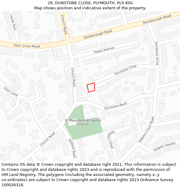 29, DUNSTONE CLOSE, PLYMOUTH, PL9 8SG: Location map and indicative extent of plot
