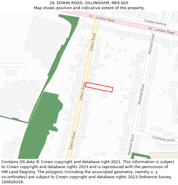 29, EDWIN ROAD, GILLINGHAM, ME8 0AA: Location map and indicative extent of plot