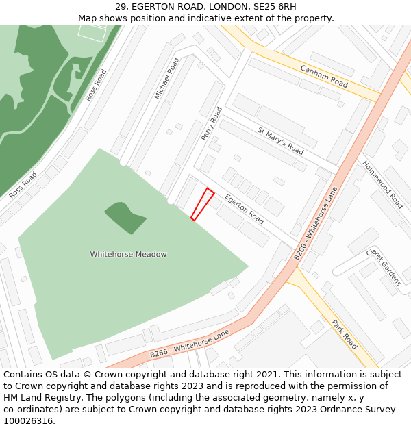 29, EGERTON ROAD, LONDON, SE25 6RH: Location map and indicative extent of plot