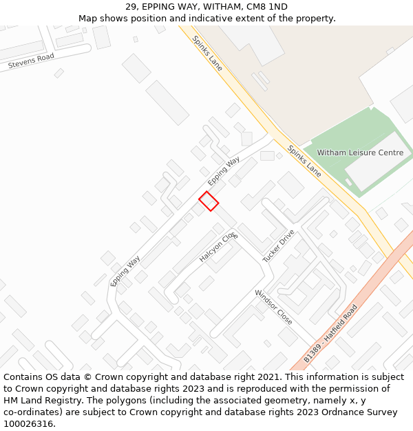 29, EPPING WAY, WITHAM, CM8 1ND: Location map and indicative extent of plot