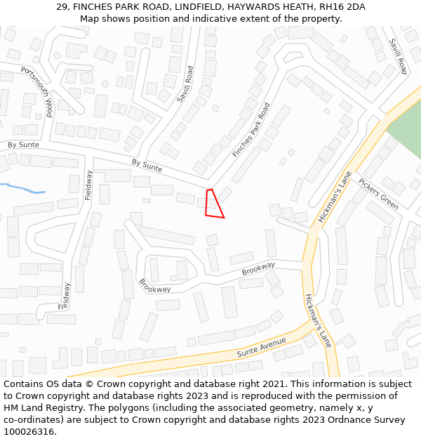 29, FINCHES PARK ROAD, LINDFIELD, HAYWARDS HEATH, RH16 2DA: Location map and indicative extent of plot