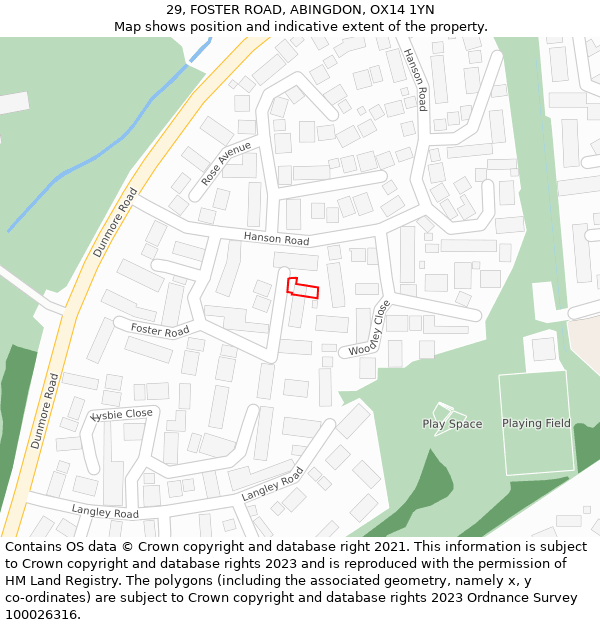29, FOSTER ROAD, ABINGDON, OX14 1YN: Location map and indicative extent of plot