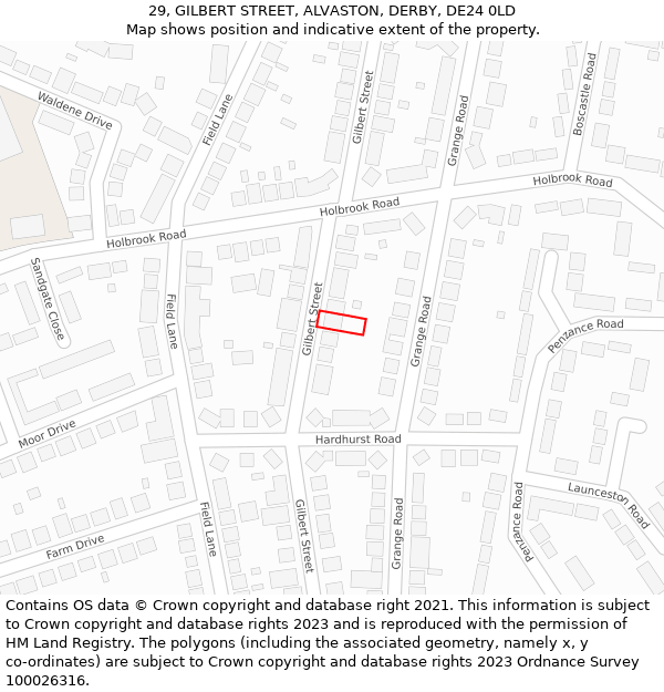 29, GILBERT STREET, ALVASTON, DERBY, DE24 0LD: Location map and indicative extent of plot