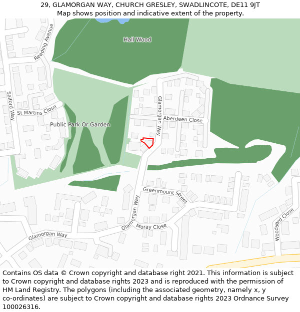 29, GLAMORGAN WAY, CHURCH GRESLEY, SWADLINCOTE, DE11 9JT: Location map and indicative extent of plot