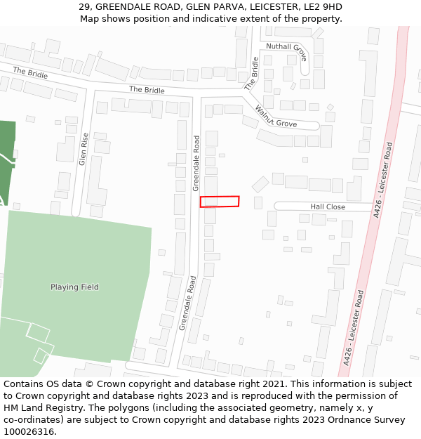 29, GREENDALE ROAD, GLEN PARVA, LEICESTER, LE2 9HD: Location map and indicative extent of plot