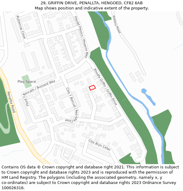 29, GRIFFIN DRIVE, PENALLTA, HENGOED, CF82 6AB: Location map and indicative extent of plot