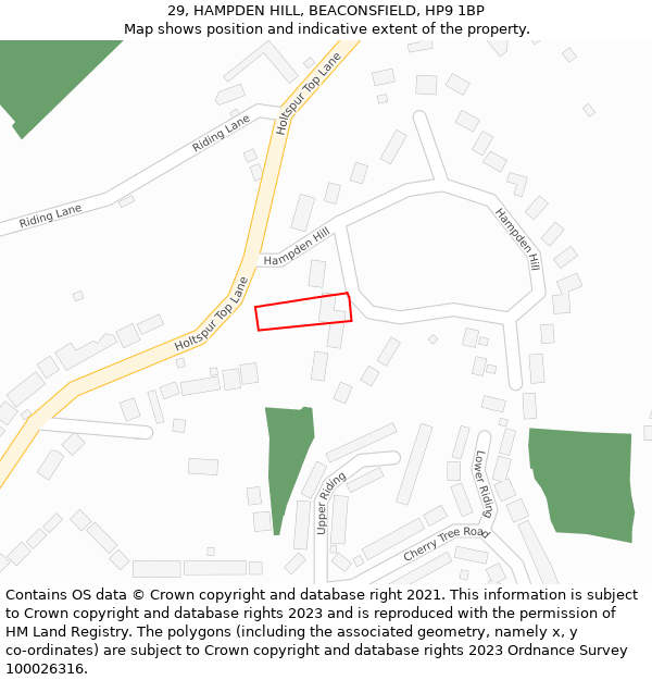 29, HAMPDEN HILL, BEACONSFIELD, HP9 1BP: Location map and indicative extent of plot