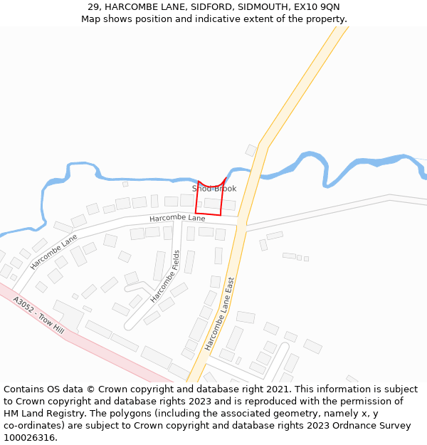 29, HARCOMBE LANE, SIDFORD, SIDMOUTH, EX10 9QN: Location map and indicative extent of plot