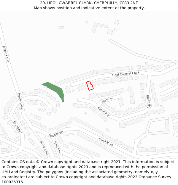 29, HEOL CWARREL CLARK, CAERPHILLY, CF83 2NE: Location map and indicative extent of plot