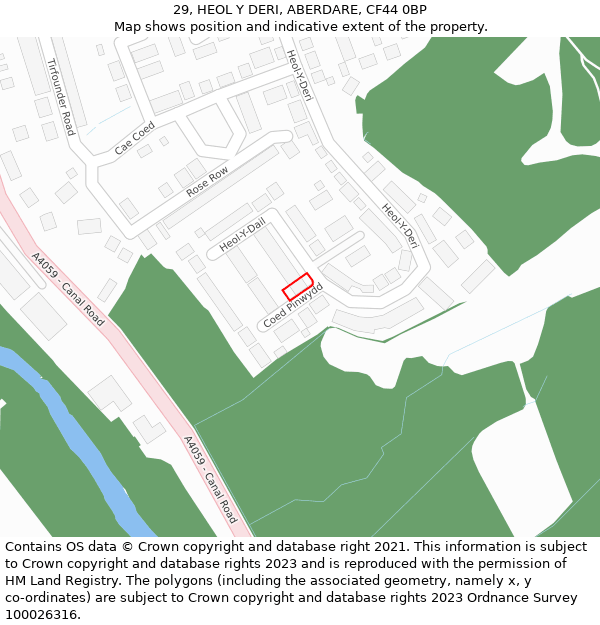 29, HEOL Y DERI, ABERDARE, CF44 0BP: Location map and indicative extent of plot