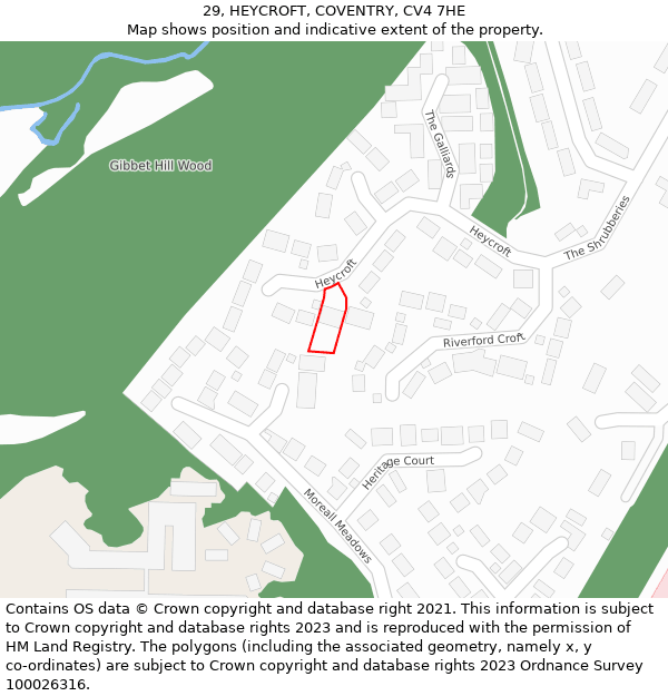 29, HEYCROFT, COVENTRY, CV4 7HE: Location map and indicative extent of plot