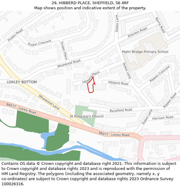 29, HIBBERD PLACE, SHEFFIELD, S6 4RF: Location map and indicative extent of plot