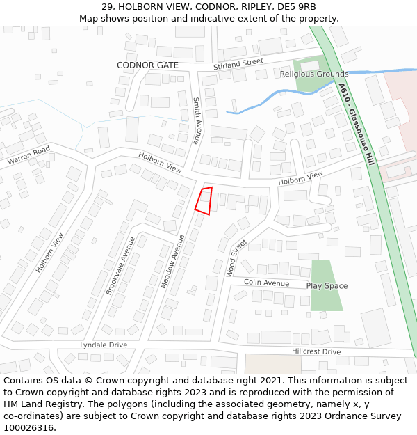 29, HOLBORN VIEW, CODNOR, RIPLEY, DE5 9RB: Location map and indicative extent of plot