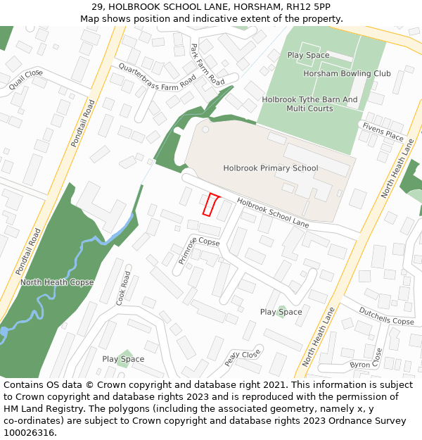 29, HOLBROOK SCHOOL LANE, HORSHAM, RH12 5PP: Location map and indicative extent of plot