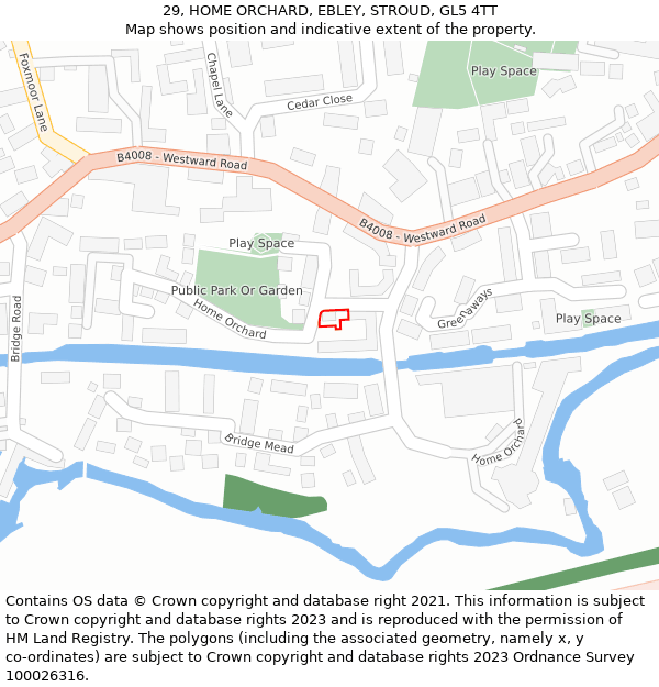 29, HOME ORCHARD, EBLEY, STROUD, GL5 4TT: Location map and indicative extent of plot