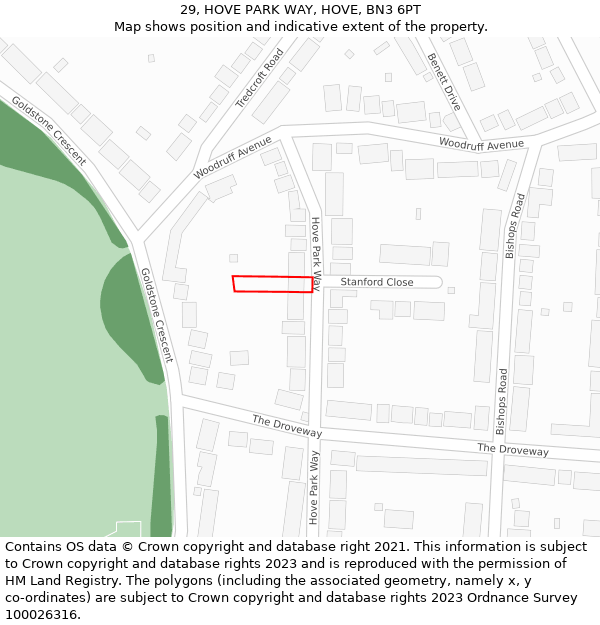 29, HOVE PARK WAY, HOVE, BN3 6PT: Location map and indicative extent of plot