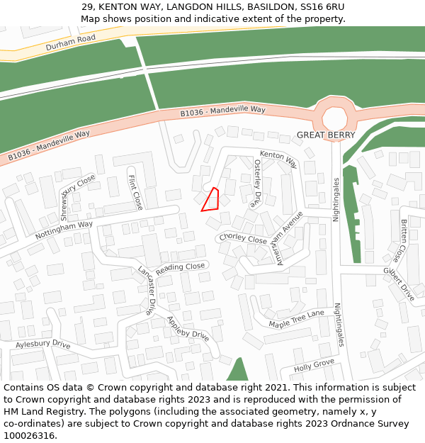 29, KENTON WAY, LANGDON HILLS, BASILDON, SS16 6RU: Location map and indicative extent of plot