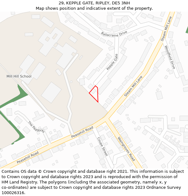 29, KEPPLE GATE, RIPLEY, DE5 3NH: Location map and indicative extent of plot