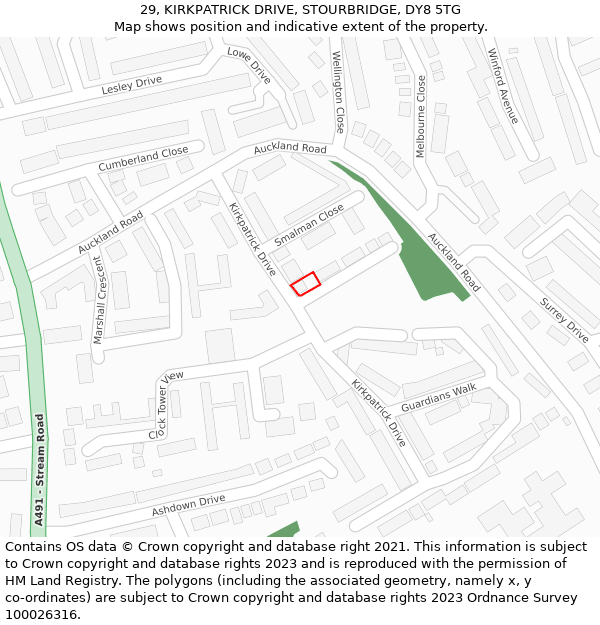 29, KIRKPATRICK DRIVE, STOURBRIDGE, DY8 5TG: Location map and indicative extent of plot