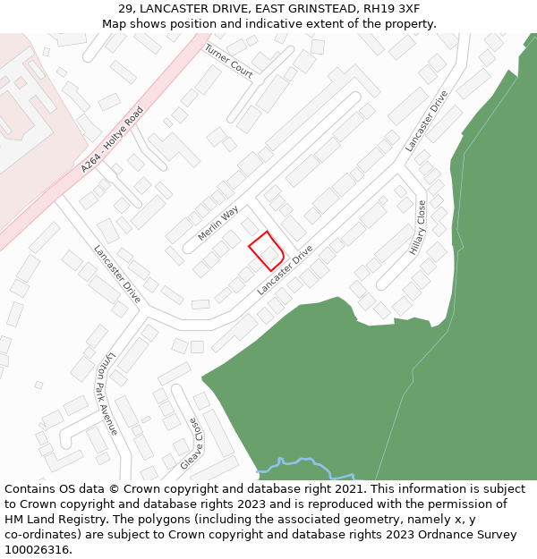 29, LANCASTER DRIVE, EAST GRINSTEAD, RH19 3XF: Location map and indicative extent of plot