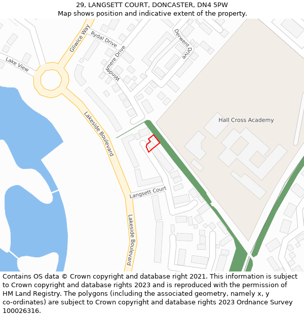 29, LANGSETT COURT, DONCASTER, DN4 5PW: Location map and indicative extent of plot