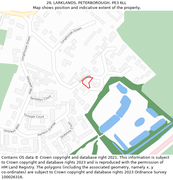 29, LARKLANDS, PETERBOROUGH, PE3 6LL: Location map and indicative extent of plot