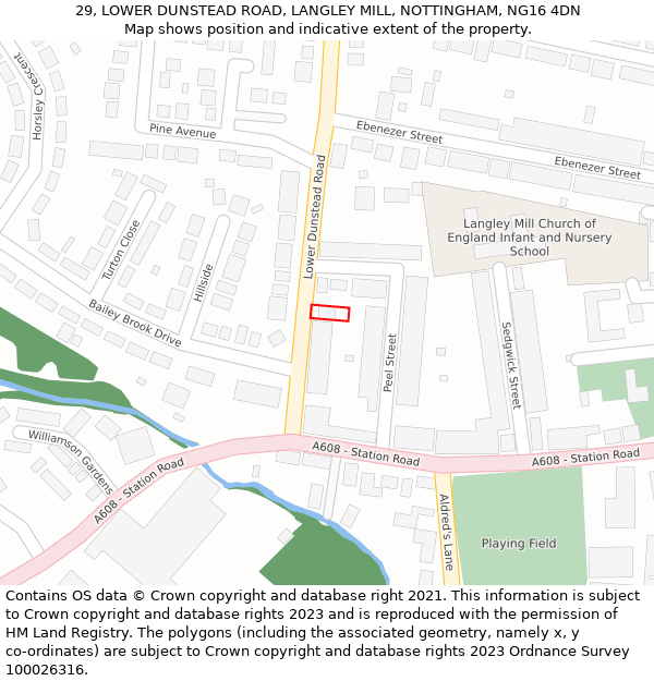29, LOWER DUNSTEAD ROAD, LANGLEY MILL, NOTTINGHAM, NG16 4DN: Location map and indicative extent of plot