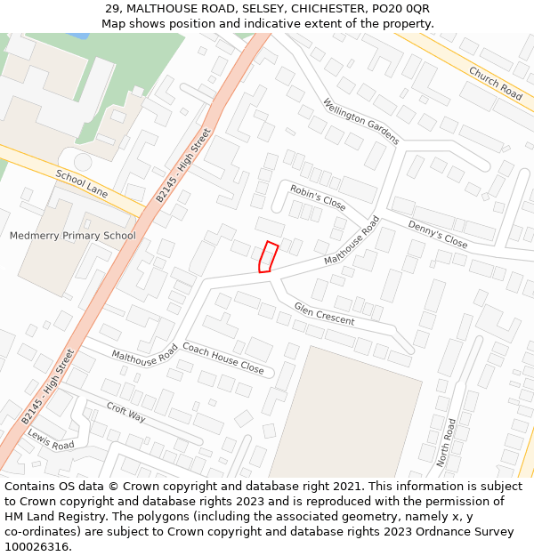 29, MALTHOUSE ROAD, SELSEY, CHICHESTER, PO20 0QR: Location map and indicative extent of plot