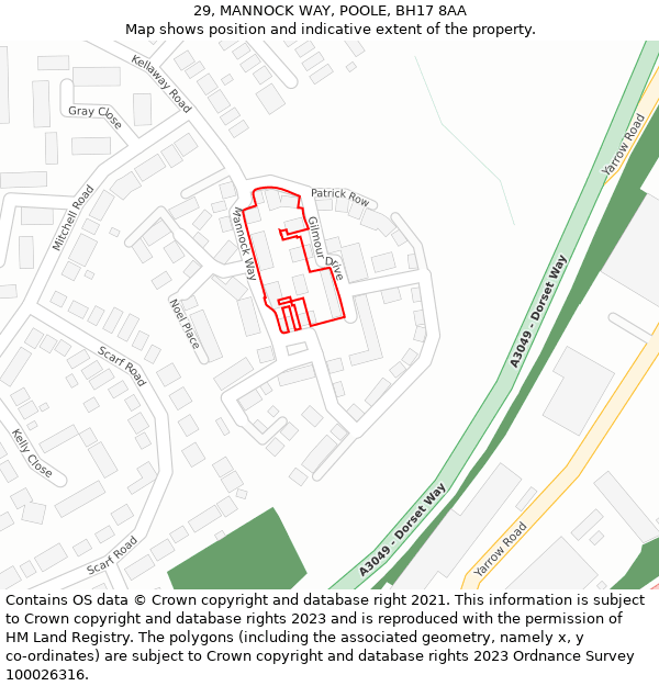 29, MANNOCK WAY, POOLE, BH17 8AA: Location map and indicative extent of plot