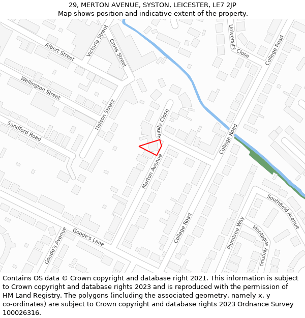 29, MERTON AVENUE, SYSTON, LEICESTER, LE7 2JP: Location map and indicative extent of plot