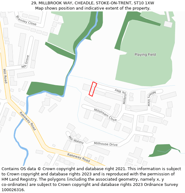 29, MILLBROOK WAY, CHEADLE, STOKE-ON-TRENT, ST10 1XW: Location map and indicative extent of plot