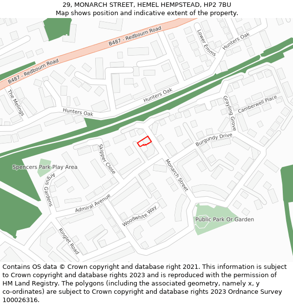 29, MONARCH STREET, HEMEL HEMPSTEAD, HP2 7BU: Location map and indicative extent of plot