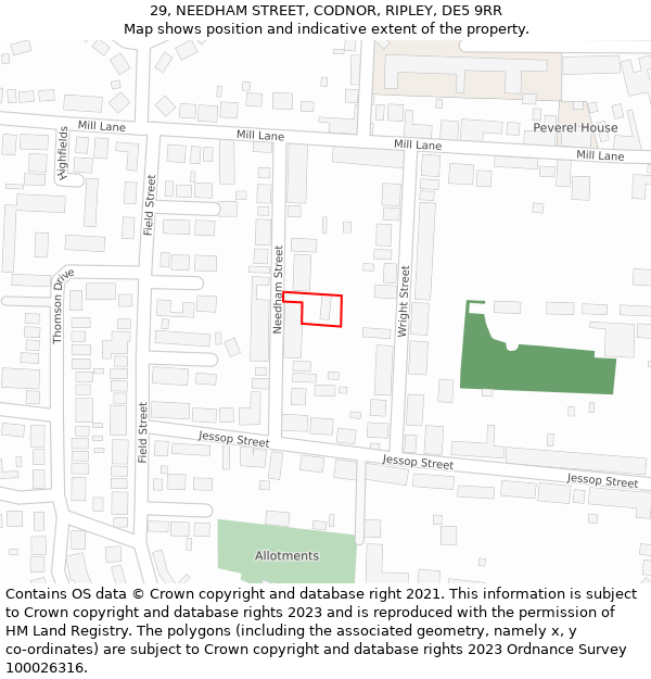 29, NEEDHAM STREET, CODNOR, RIPLEY, DE5 9RR: Location map and indicative extent of plot