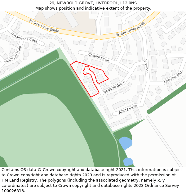 29, NEWBOLD GROVE, LIVERPOOL, L12 0NS: Location map and indicative extent of plot