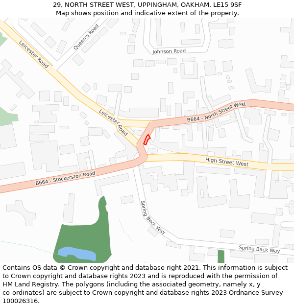 29, NORTH STREET WEST, UPPINGHAM, OAKHAM, LE15 9SF: Location map and indicative extent of plot