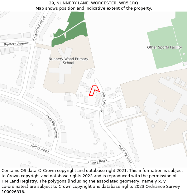29, NUNNERY LANE, WORCESTER, WR5 1RQ: Location map and indicative extent of plot