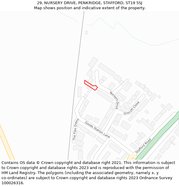 29, NURSERY DRIVE, PENKRIDGE, STAFFORD, ST19 5SJ: Location map and indicative extent of plot